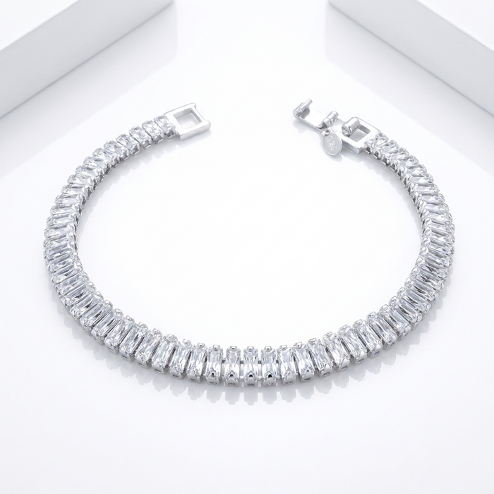 Pulsera Tennis  Rectangular Plata 925 - 6mm