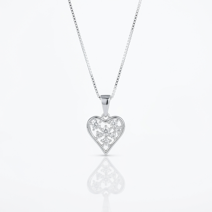 Collar Corazón Floral Plata 925: corazón calado con flores de circones