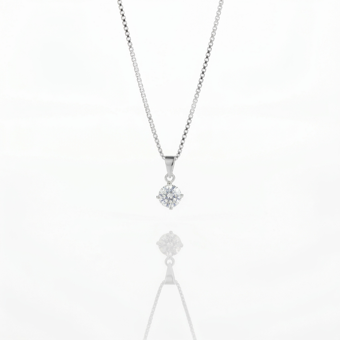 Collar Punto de Luz Solitario Plata 925: circón blanco solitario