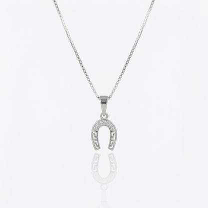 Collar Herradura Griega Plata 925: herradura con diseño griego y micro circones