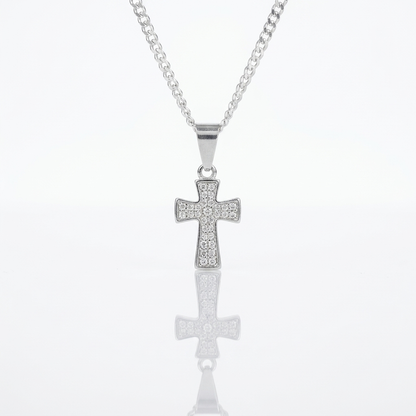 Collar Cruz de Luz Plata 925: cruz cubierta de micro circones