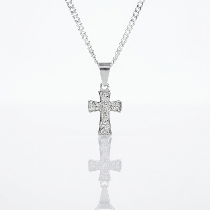 Collar Cruz de Luz Plata 925: cruz cubierta de micro circones
