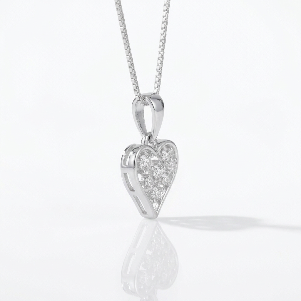 Collar Corazón Floral Plata 925
