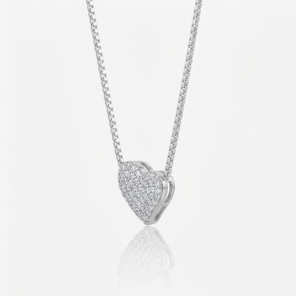 Collar Corazón Pavé Plata 925