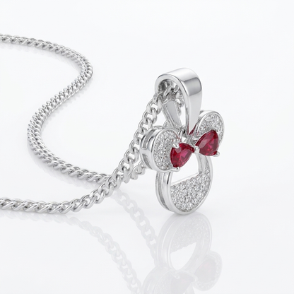 Collar Minnie Lazo Rojo Plata 925